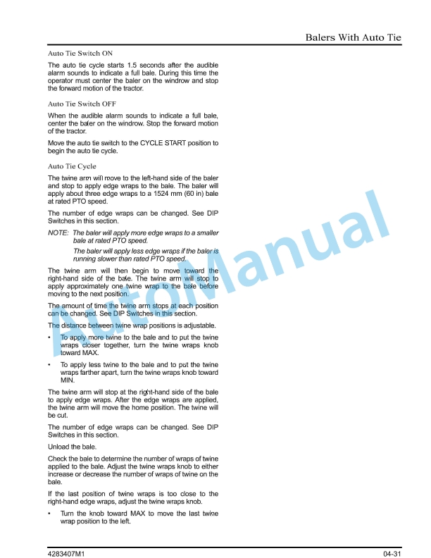Massey Ferguson MF1745 Round Baler Service Manual 4283407M1-2