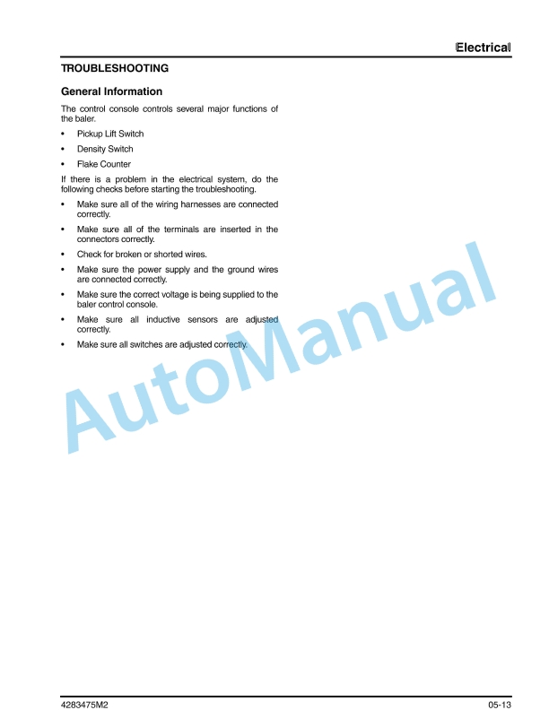 Massey Ferguson MF1844 Three String Baler Service Manual 4283475M2-3