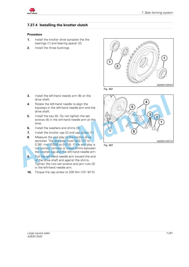 Massey Ferguson MF2200 Large Square Baler Service Manual 4283515M2-5