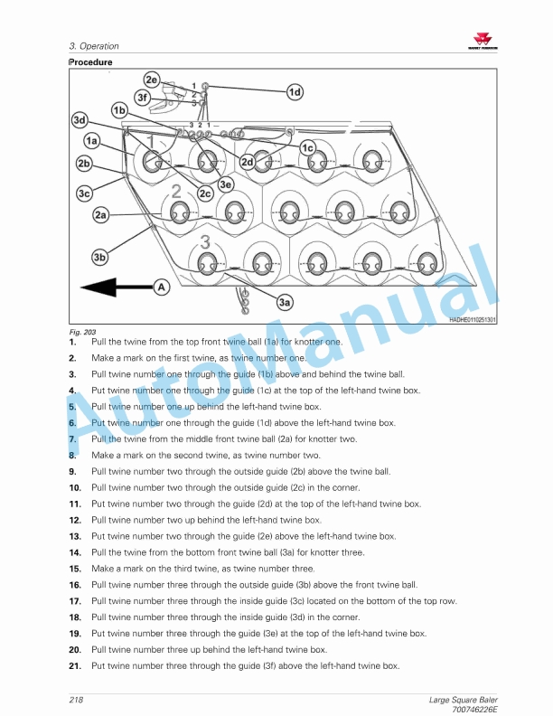 Massey Ferguson MF2200 Series Large Square Baler - CE Operators Manual 700746226E-2