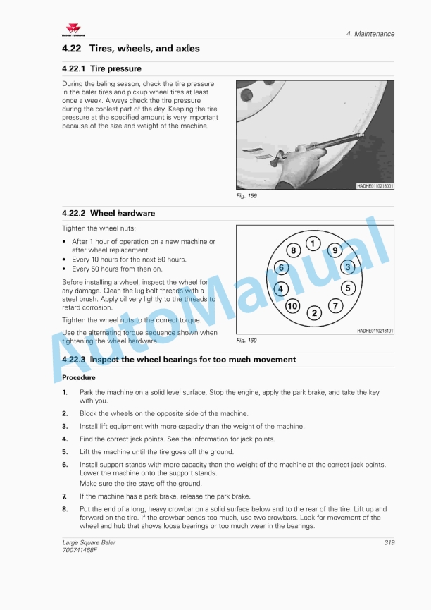 Massey Ferguson MF2200 Series Large Square Baler Operators Manual 700741468F-4