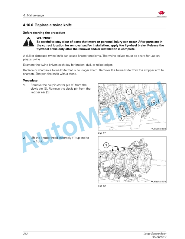 Massey Ferguson MF2300 Series Large Square Baler - CE Operators Manual 700742101C-3