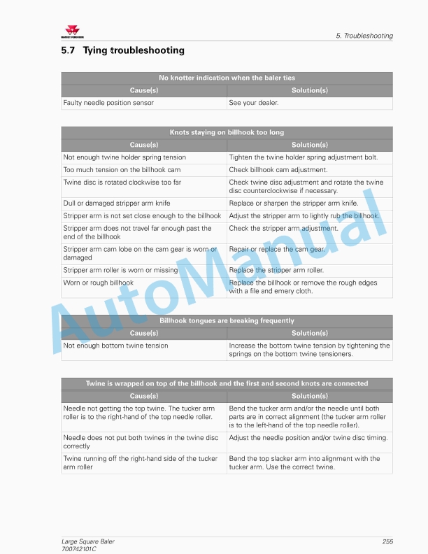 Massey Ferguson MF2300 Series Large Square Baler - CE Operators Manual 700742101C-5