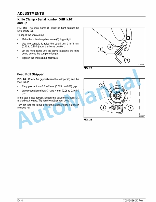 Massey Ferguson MF2800 Series Round Baler Operator Manual 700734980D-2