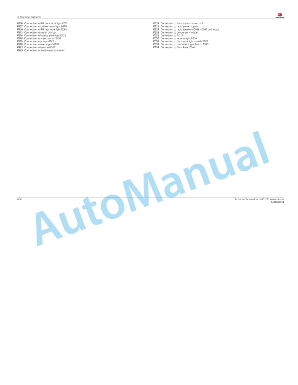 Massey Ferguson MF3700 VSFGEW Series Tractors Technician Service Book ACT004661A-3