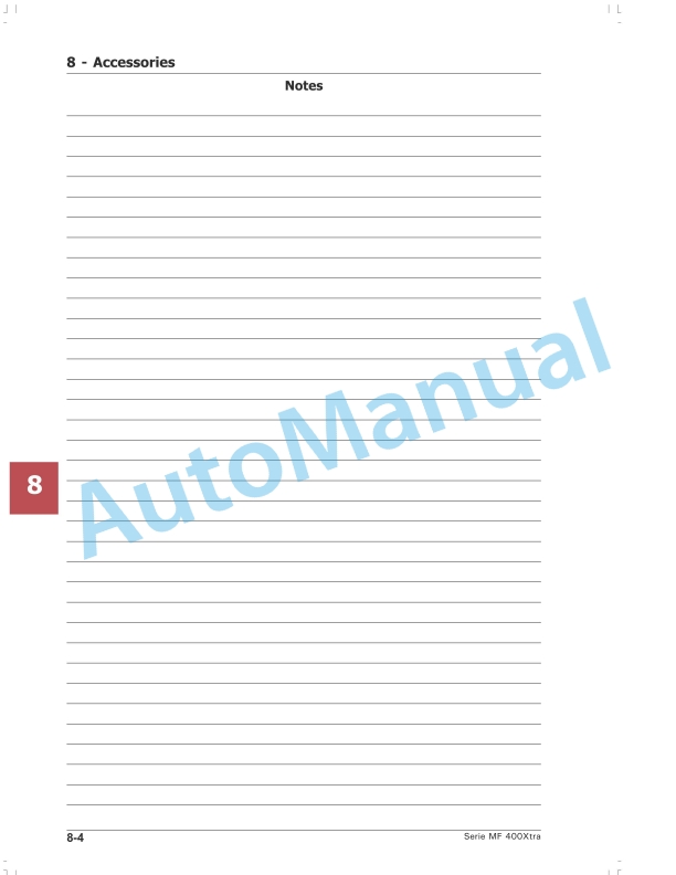 Massey Ferguson MF400 Xtra Tractors Operators Manual 6280530M1-2