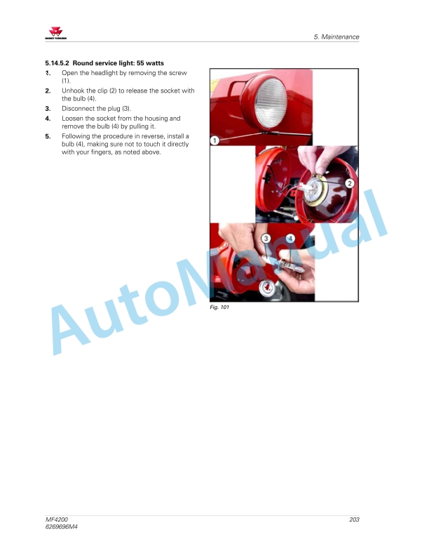 Massey Ferguson MF4200 Tractor Operators Manual 6269696M4-4