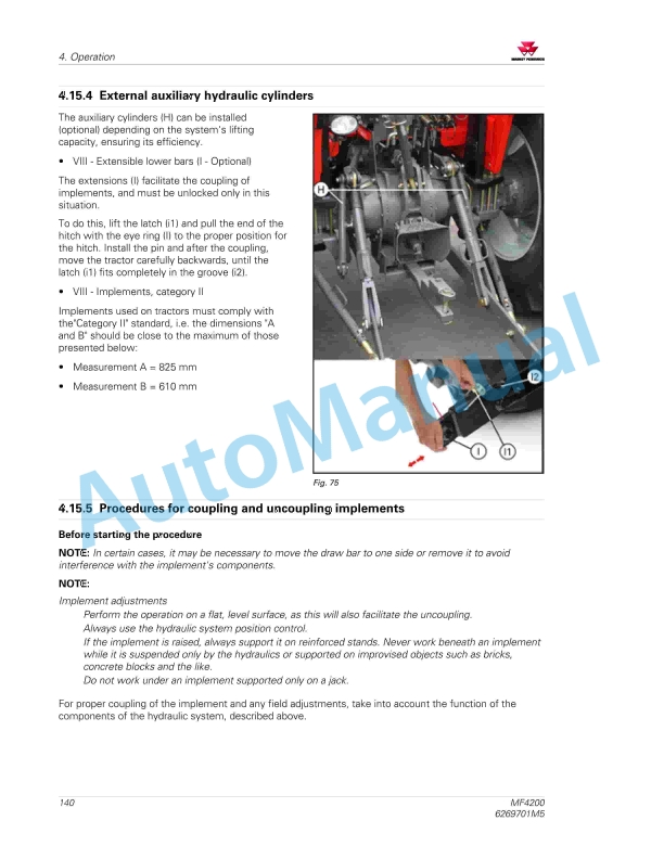 Massey Ferguson MF4200 Tractor Operators Manual 6269701M5-2