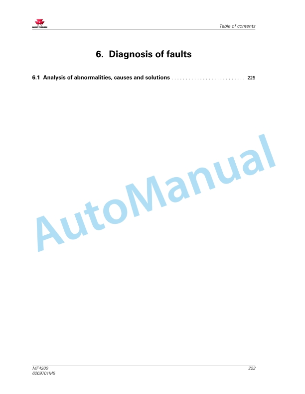 Massey Ferguson MF4200 Tractor Operators Manual 6269701M5-5
