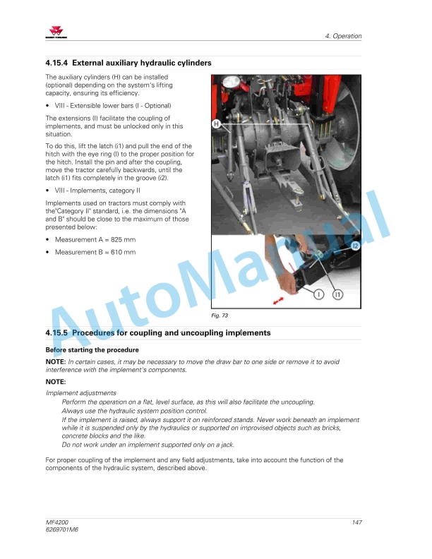 Massey Ferguson MF4200 Tractor Operators Manual 6269701M6-2
