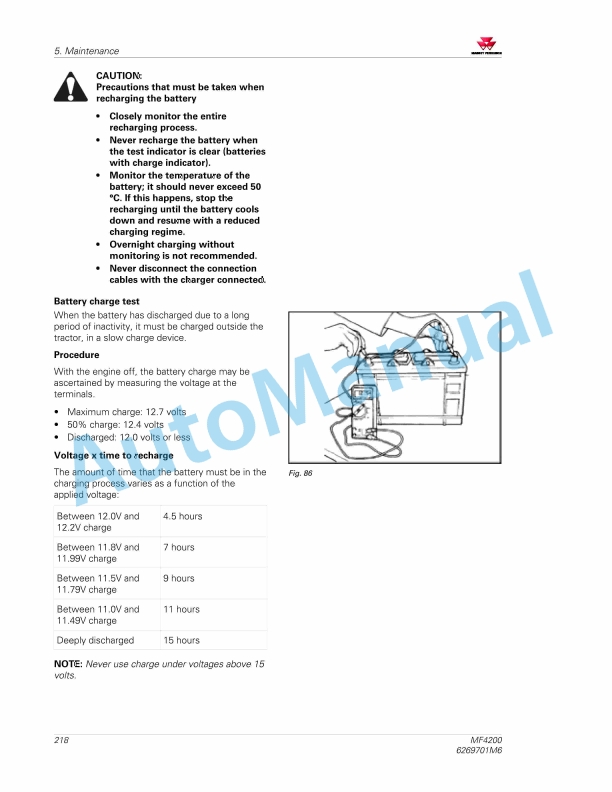 Massey Ferguson MF4200 Tractor Operators Manual 6269701M6-4
