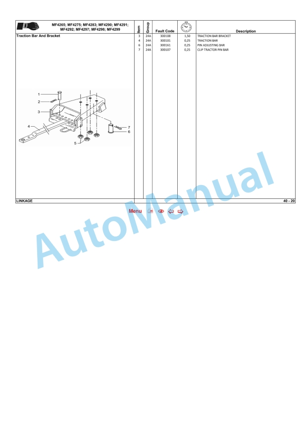 Massey Ferguson MF4200 Tractors 4WD - Cab - Platform - Compact Repair Time Schedule 6290378M1-2