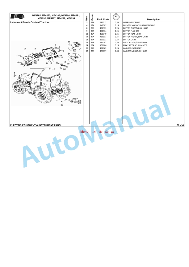 Massey Ferguson MF4200 Tractors 4WD - Cab - Platform - Compact Repair Time Schedule 6290378M1-4