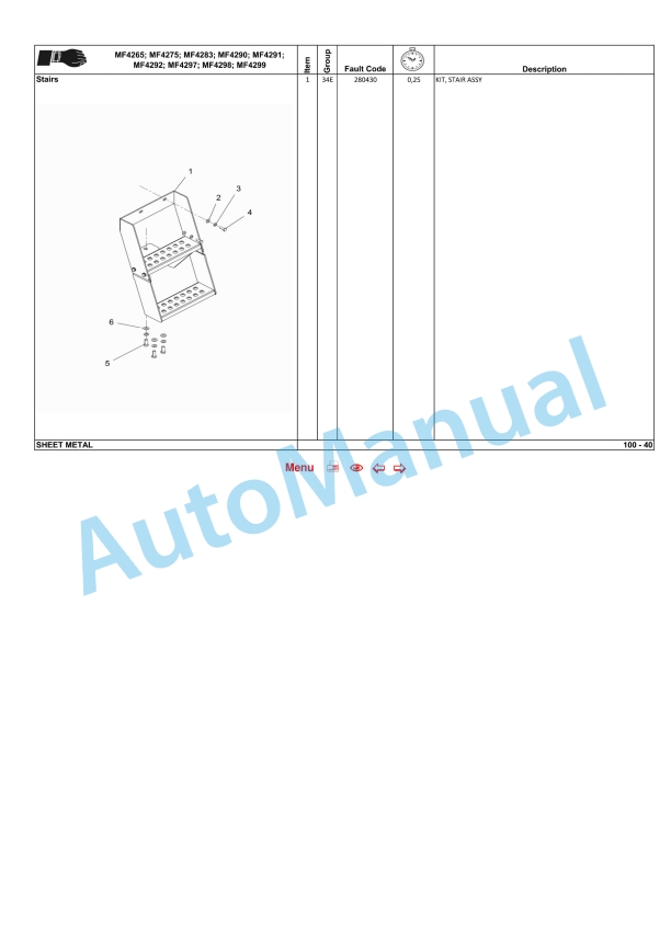 Massey Ferguson MF4200 Tractors 4WD - Cab - Platform - Compact Repair Time Schedule 6290378M1-5