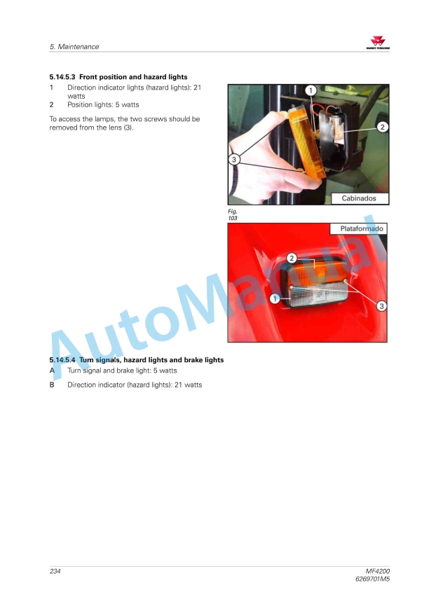 Massey Ferguson MF4200 Tractors Operators Manual 6269701M5-5