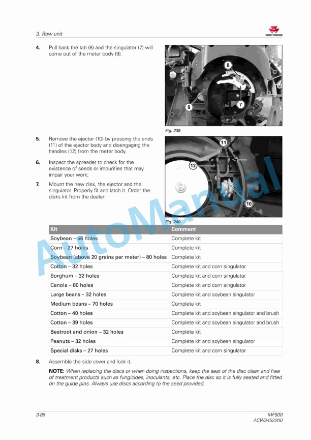 Massey Ferguson MF500 Planter Workshop Service Manual ACW3452200-2