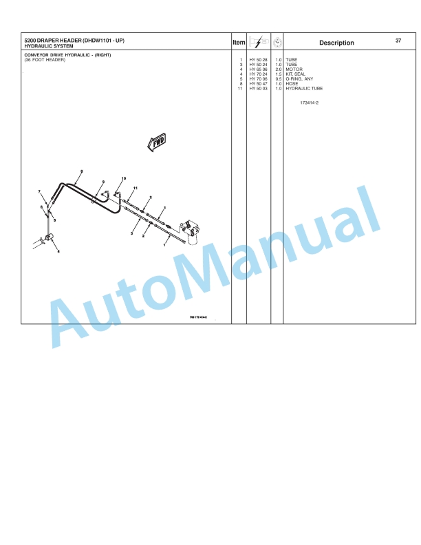 Massey Ferguson MF5200 Draper Header Repair Time Schedule 4283493M3-2