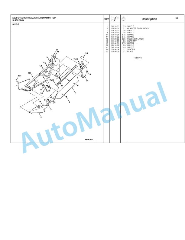 Massey Ferguson MF5200 Draper Header Repair Time Schedule 4283493M3-3
