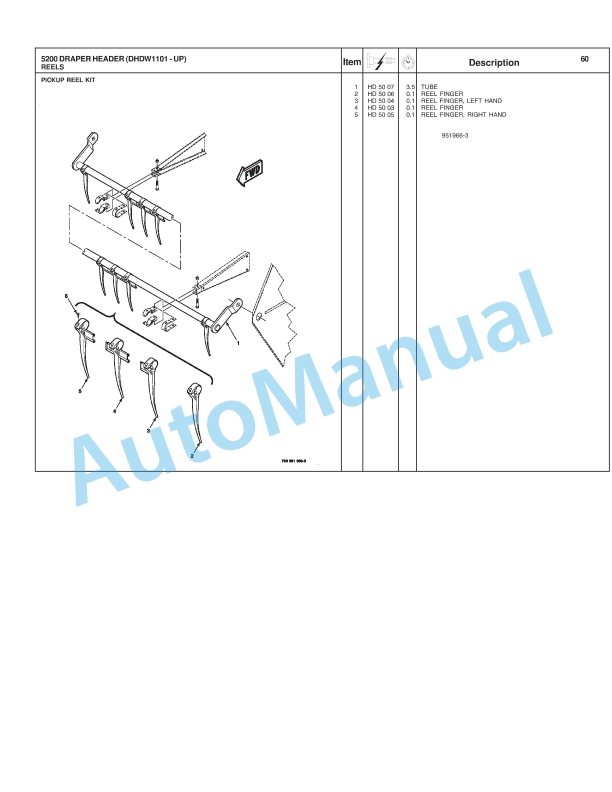 Massey Ferguson MF5200 Draper Header Repair Time Schedule 4283493M3-5