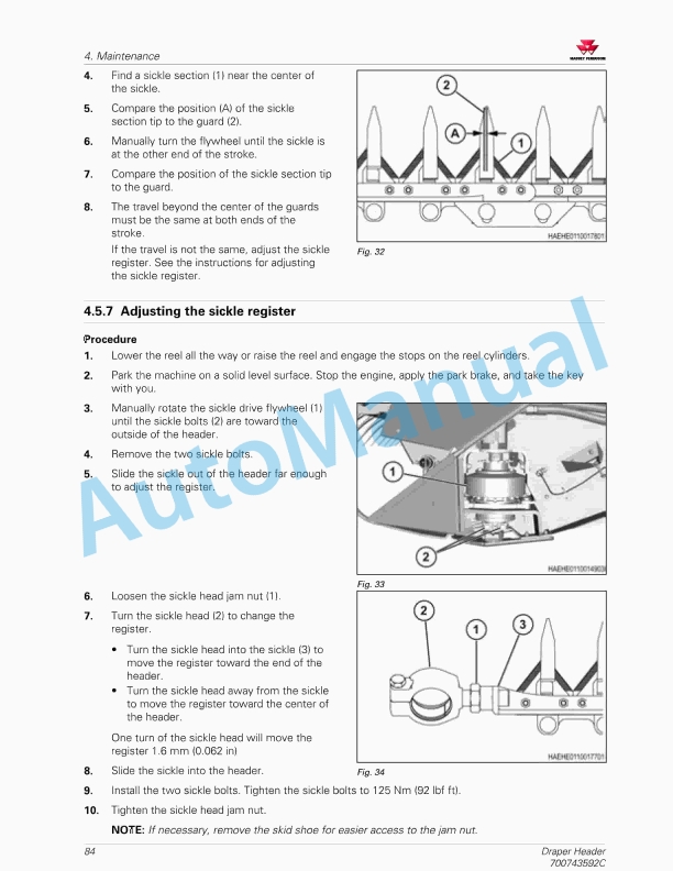 Massey Ferguson MF5300 Draper Header Operators Manual 700743592C-3