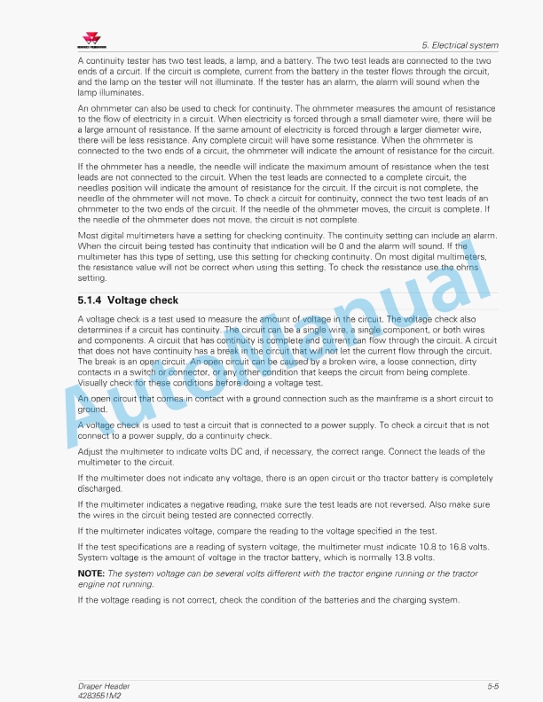 Massey Ferguson MF5300 Draper Header Workshop Service Manual 4283551M2-3