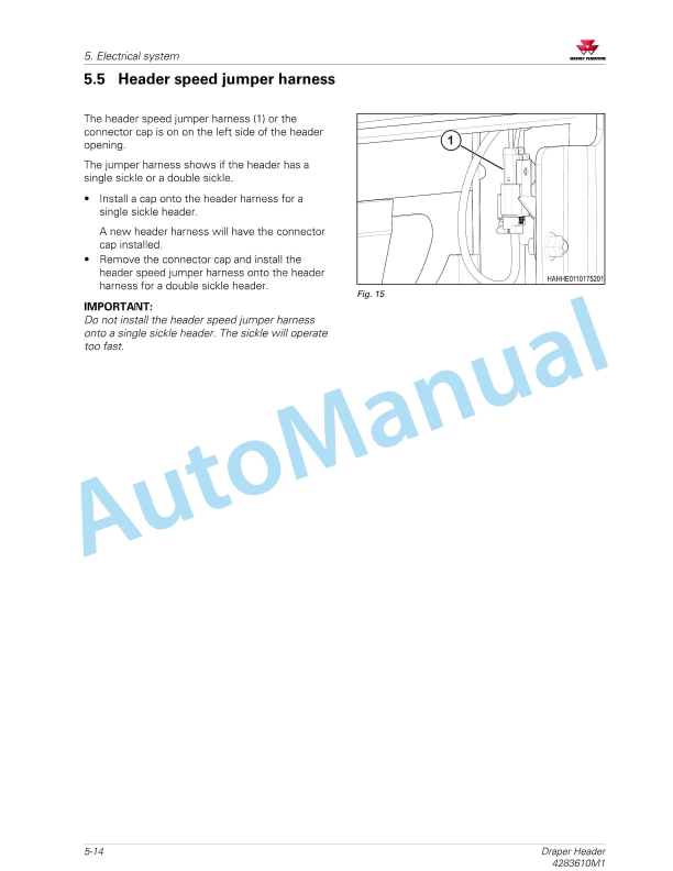 Massey Ferguson MF5400 Draper Header Service Manual 4283610M1-4