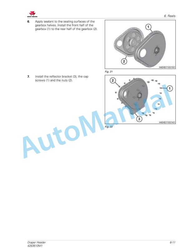 Massey Ferguson MF5400 Draper Header Service Manual 4283610M1-5