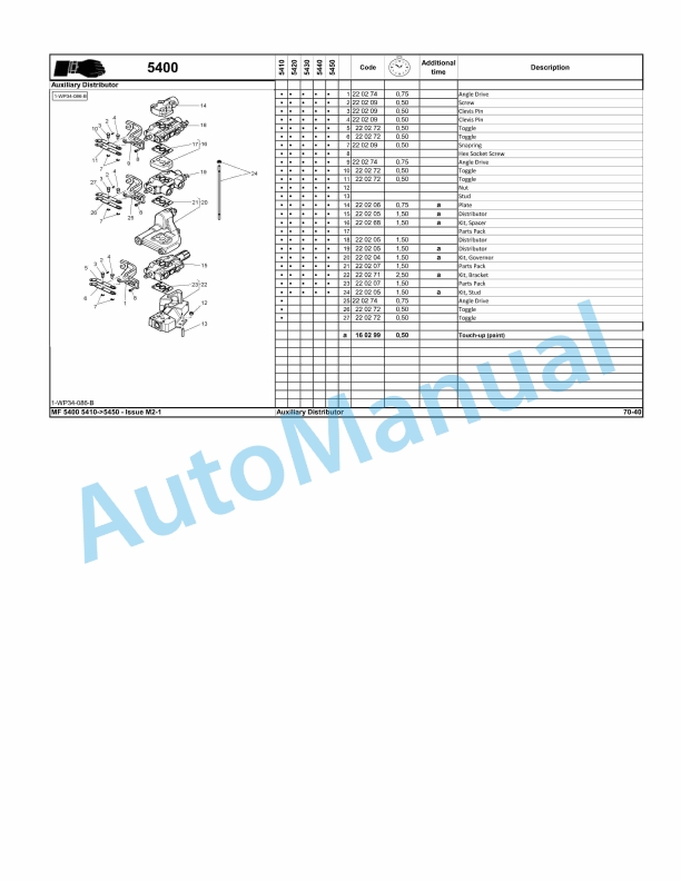 Massey Ferguson MF5400 Series Tractors Repair Time Schedule 4373098M2-2