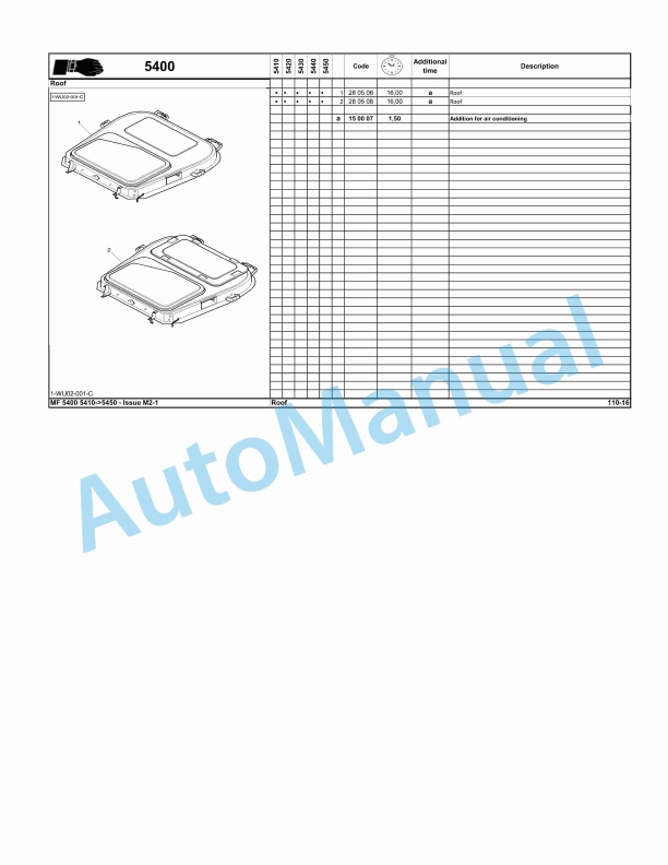 Massey Ferguson MF5400 Series Tractors Repair Time Schedule 4373098M2-3