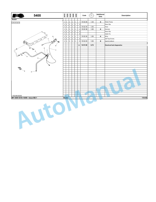 Massey Ferguson MF5400 Series Tractors Repair Time Schedule 4373098M2-4