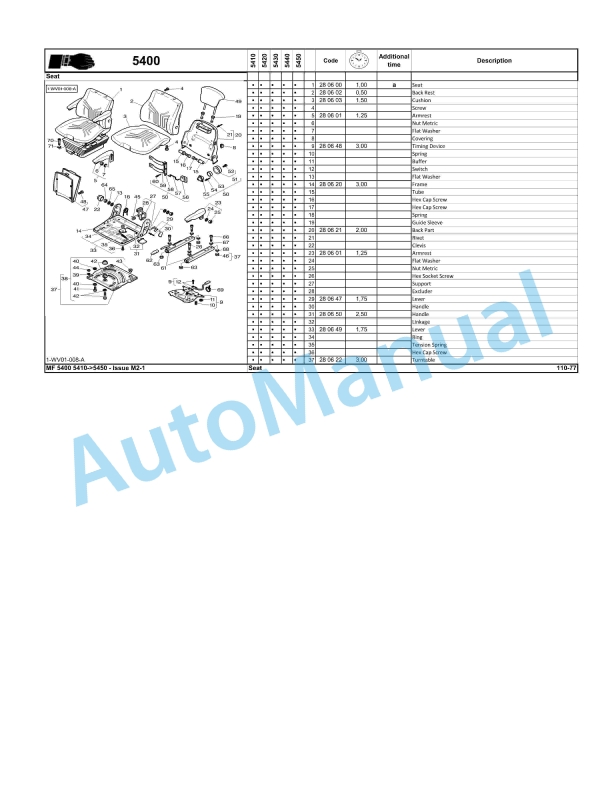 Massey Ferguson MF5400 Series Tractors Repair Time Schedule 4373098M2-5
