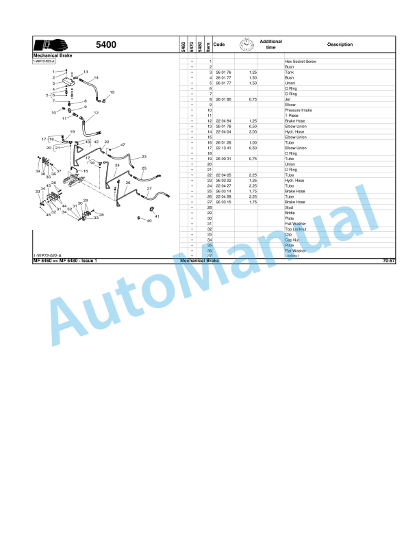 Massey Ferguson MF5400 Series Tractors Repair Time Schedule 7060020M1-2