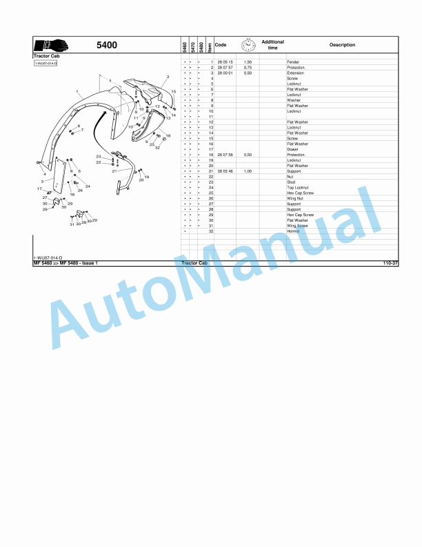 Massey Ferguson MF5400 Series Tractors Repair Time Schedule 7060020M1-5