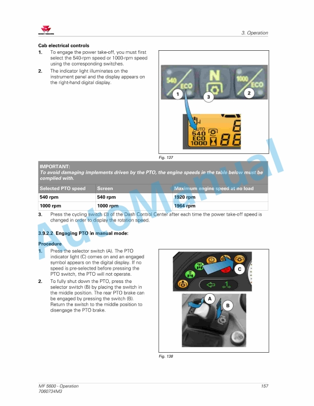 Massey Ferguson MF5600 Deluxe Version Operators Manual 7060734M3-3