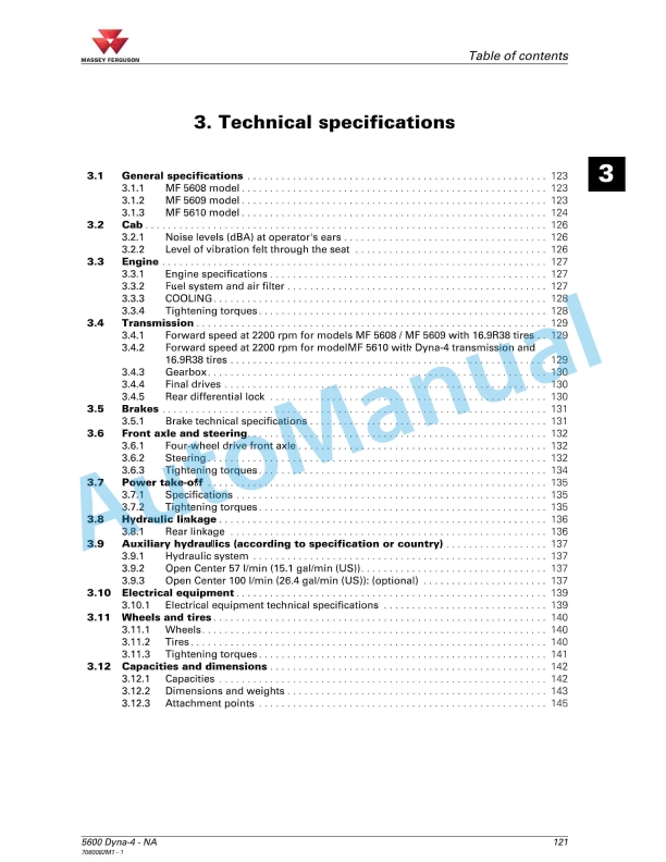 Massey Ferguson MF5600 Series Tractors Operator Instruction Book 7060082M1-4