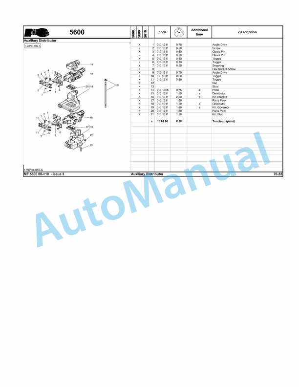 Massey Ferguson MF5600 Series Tractors Repair Time Schedule 7060274-2