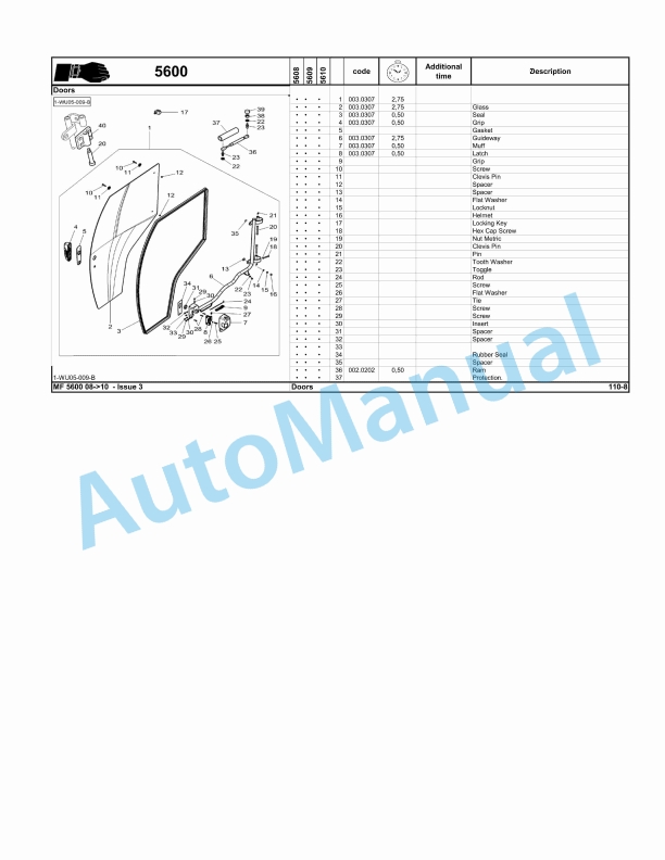 Massey Ferguson MF5600 Series Tractors Repair Time Schedule 7060274-3