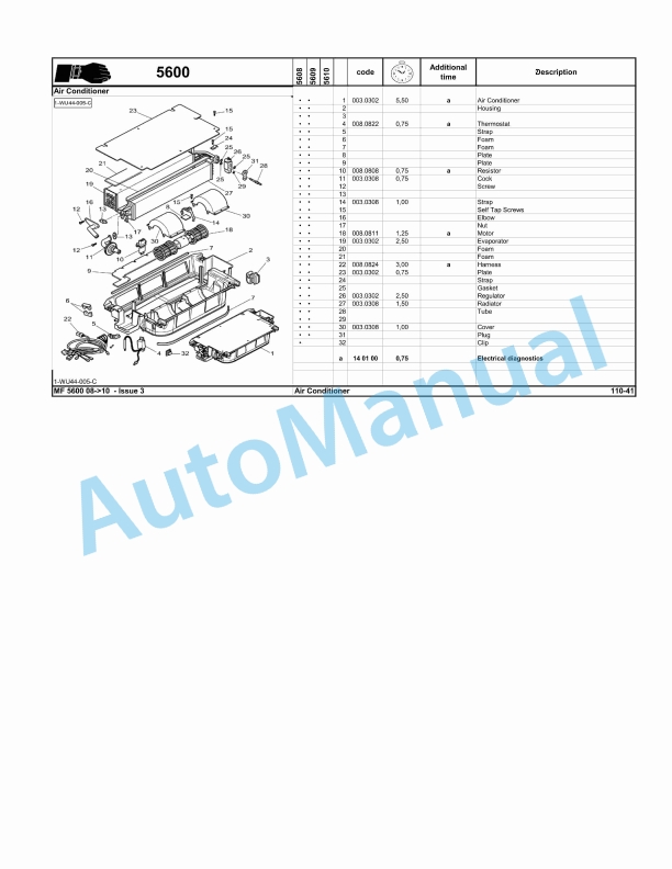 Massey Ferguson MF5600 Series Tractors Repair Time Schedule 7060274-4