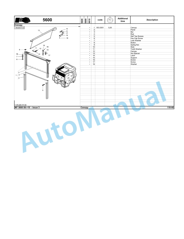 Massey Ferguson MF5600 Series Tractors Repair Time Schedule 7060274-5