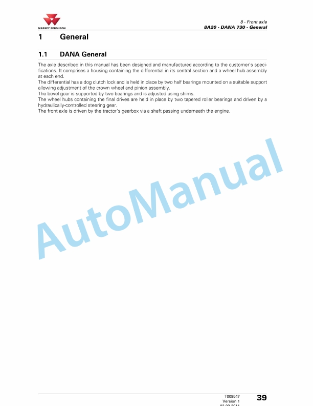 Massey Ferguson MF5600 Workshop Service Manual 7060133M3-3