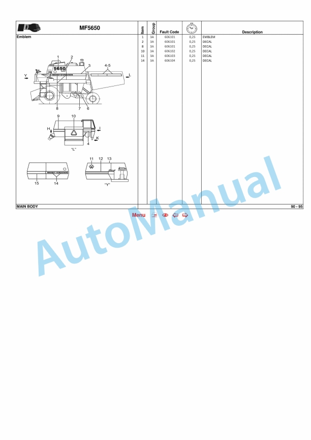 Massey Ferguson MF5650 Combine Repair Time Schedule 6285424M2-3