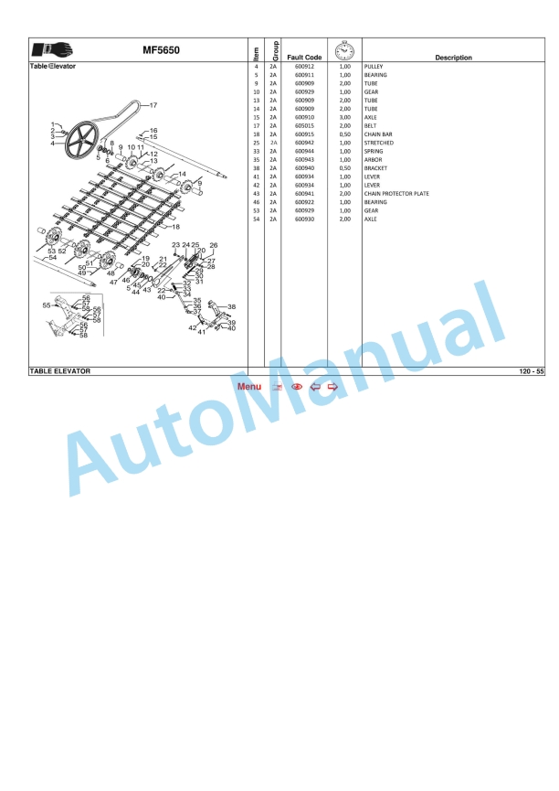 Massey Ferguson MF5650 Combine Repair Time Schedule 6285424M2-4