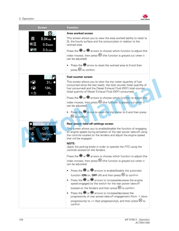 Massey Ferguson MF5700 S Classic Version Operators Manual ACT0041260-2