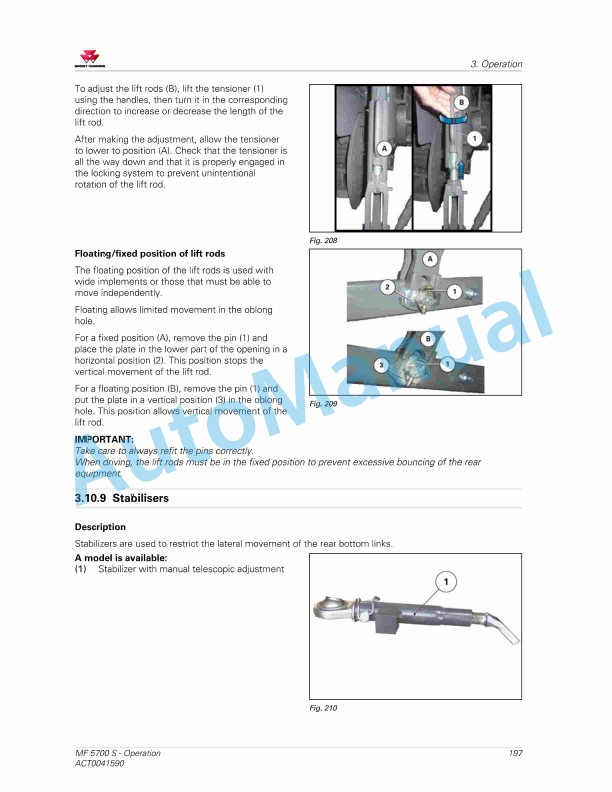 Massey Ferguson MF5700 S Deluxe Version Operators Manual ACT0041590-3