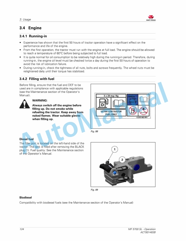 Massey Ferguson MF5700 SL Deluxe Version Operators Manual ACT001483B-2