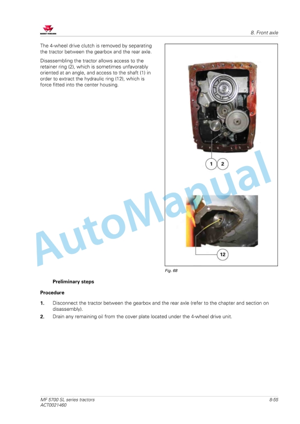 Massey Ferguson MF5700 SL Series Tractors Workshop Service Manual ACT0021460-3