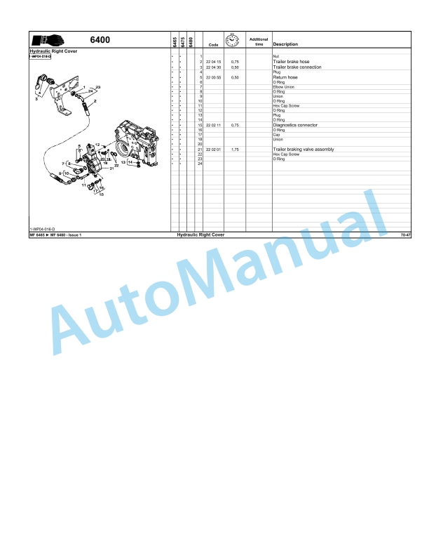 Massey Ferguson MF6400 Repair Time Schedule 4346834M1-2