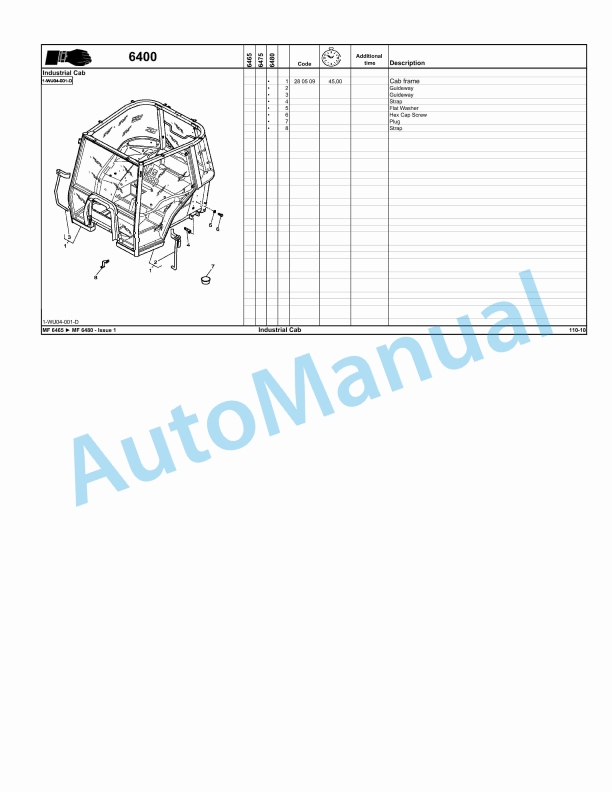 Massey Ferguson MF6400 Repair Time Schedule 4346834M1-4