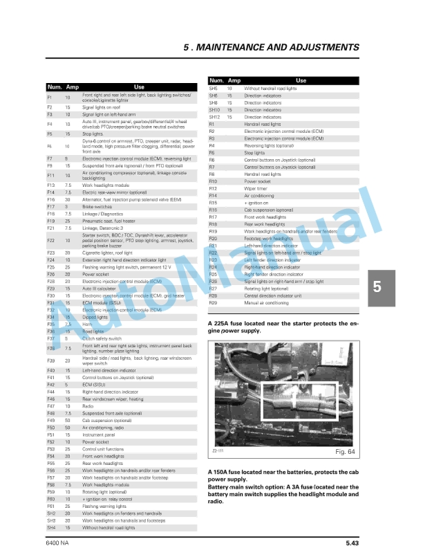 Massey Ferguson MF6400 Series Tractors Operator Instruction Book 3378504M4-2