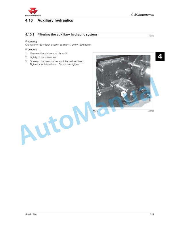 Massey Ferguson MF6400 Series Tractors Operator Instruction Book 4315075M2-5